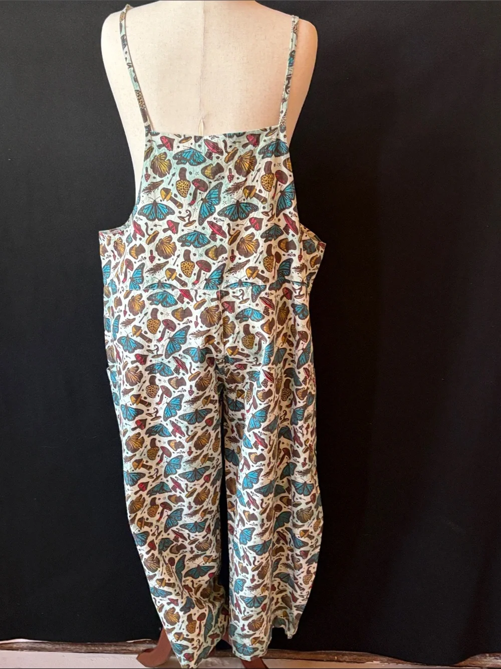 Butterfly Print Linen-Blend Wide Leg Jumpsuit - Multicolor - Picture 3 of 11